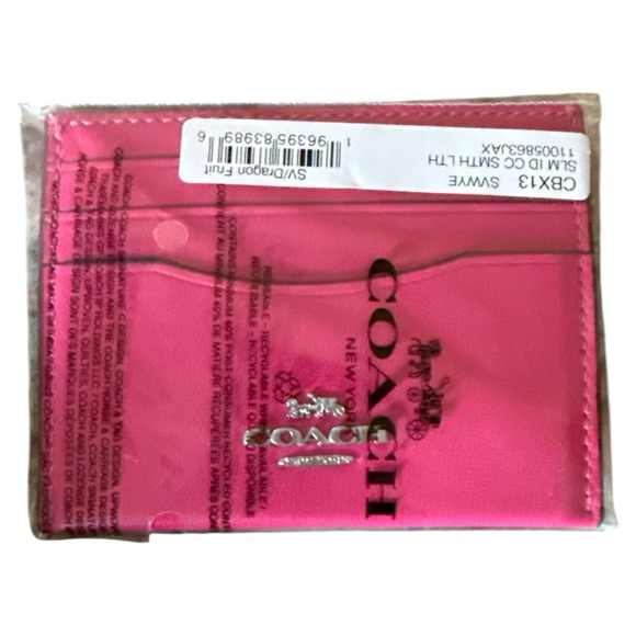 Coach Slim Card Holder Dragon Pink NWT - Picture 4 of 5